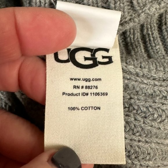 UGG Large Raelynn Soft Cable Knit Turtleneck Poncho Gray Sweater Pockets - Picture 6 of 7